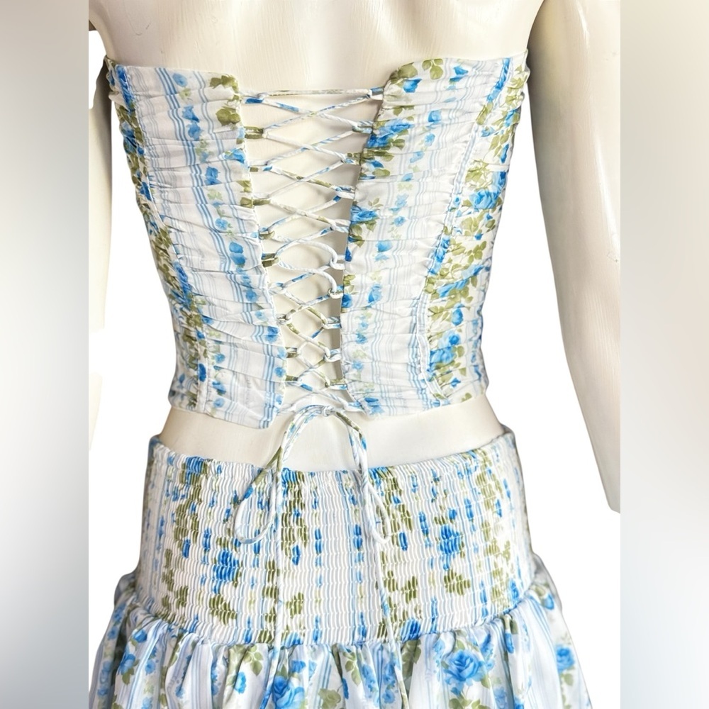 MABLE Coquette Blue Floral Set of blouses and skirt Size Small - Picture 10 of 15